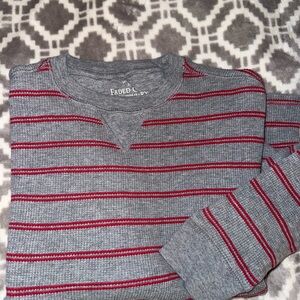 Faded Glory Gray and Red Thermal L/S Top for Boys Sz L EUC